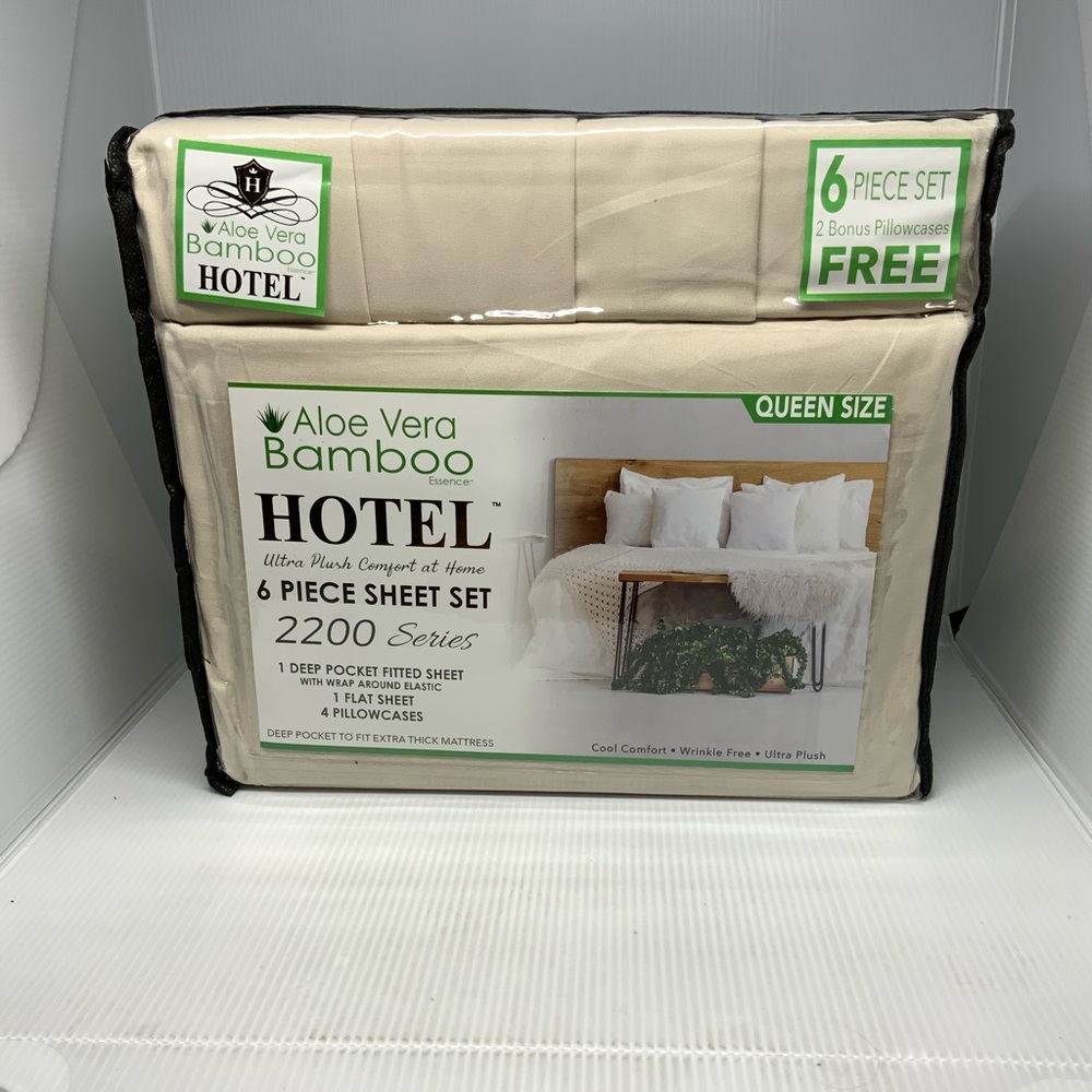 Queen Size Bamboo Sheet Set Hotel Brand Deep Pockets 6pc Set